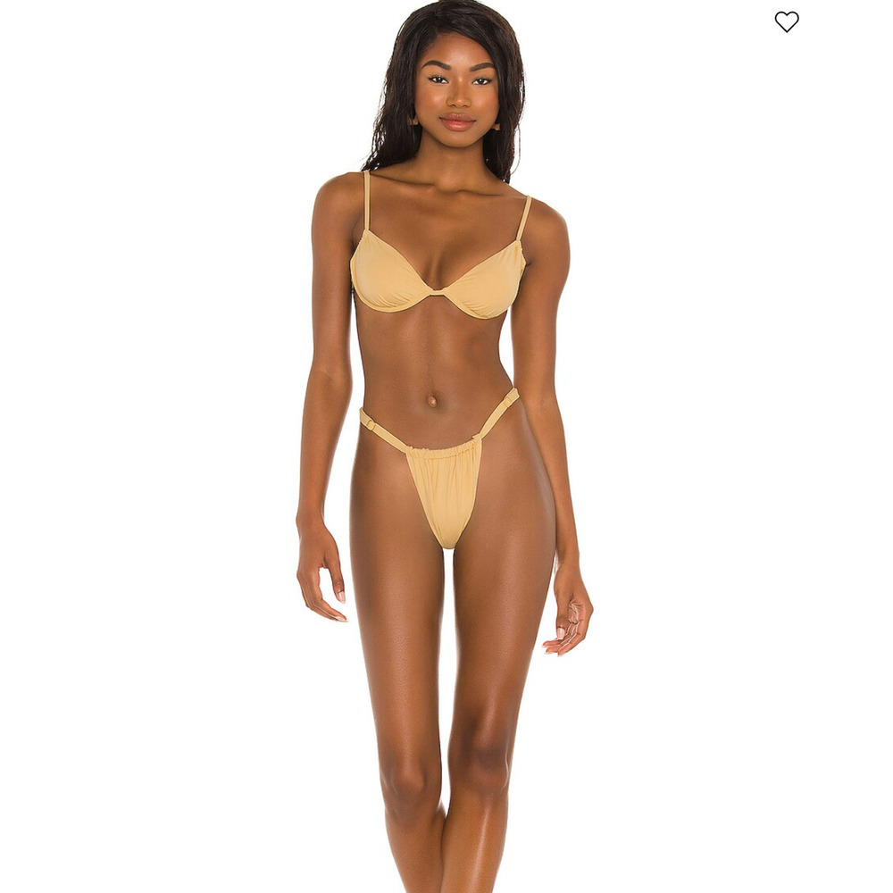 WeWoreWhat Ruched Bikini BOTTOM Size Medium Sand Yellow Top also available